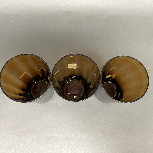 Fifth Avenue Crystal Amber Brown Glass Tumblers Glasses 6 1/8" High Lot of 3 - Picture 2 of 5